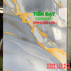 Gạch Ốp Lát Phòng Khách 80x160 Trắng Giả Đá Vàng