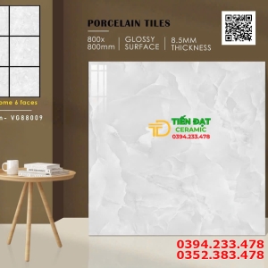 Gạch Ốp Lát Phòng Khách 80x80 Xanh Nhạt Giả Đá 