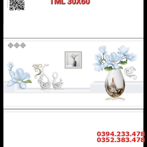 Gạch Ốp Phòng Ngủ 30x60 Trắng Trơn Thân Viền Điểm 