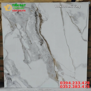 Gạch Ốp Tường 100x100 Đá Đồng Chất Nhũ Vàng 
