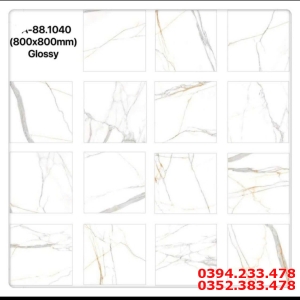 Gạch Ốp Tường Bóng Kiếng 80x80 Trắng Vân Vàng Giá Rẻ