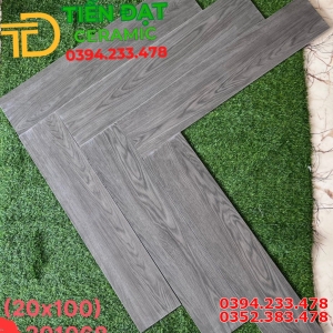 Gạch Thanh Gỗ 20x100 Vân Xám Đá Đồng Chất Hiệu Ứng