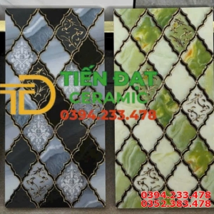 Gạch TQ 30x60 Trang Trí Điểm Nhấn Khắc Bạc Nhũ Vàng