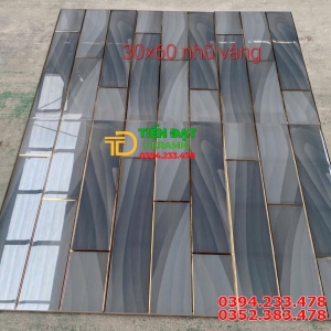 Gạch Trang Trí 30x60 Xám Đen Khắc Kim