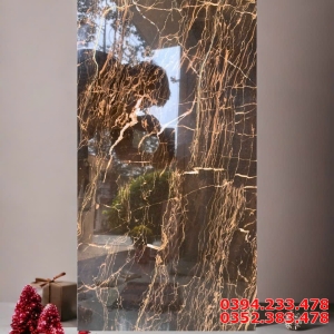 Gạch Trang Trí Nhũ Vàng 40x80 Bóng Kiếng Cao Cấp HCM