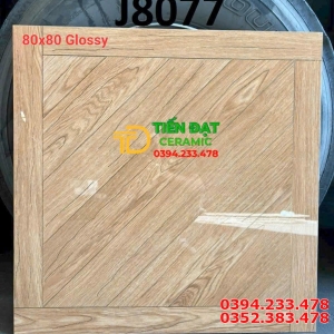 Gạch Vân Gỗ TQ 80x80 Lát Nền Khắc Kim Ánh Vàng