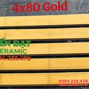Gạch Viền Chỉ Vàng 4x80 Ốp Tường Trơn Bóng Vàng