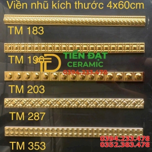 Gạch Viền Nhũ Vàng 4x60 Trang Trí Điểm Nhấn Khách Sạn