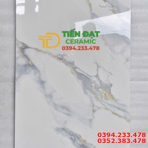 Gạch Ý Mỹ 60x120 Lát Quầy Tiếp Tân Trắng Xám Ánh Vàng