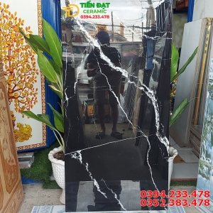 Kho Gạch Nhập Khẩu 60x120 Đen Vân Trắng Ốp Mặt Tiền