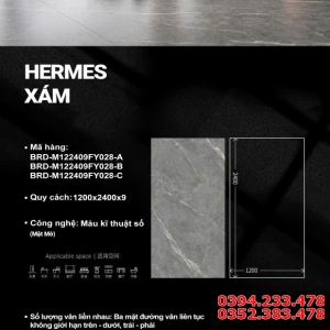 Kho Gạch Trung Quốc 120x240 Vân Xám HERMES Mờ Tại HCM