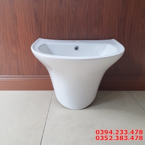 Lavabo Đúc Liền Chân Treo Tường Vuông