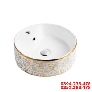 Lavabo Tròn Hoa Văn Mạ Vàng