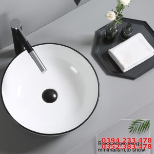 Chậu Rửa Mặt Tròn Viền Đen