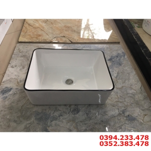 Chậu lavabo rửa mặt vuông viền đen
