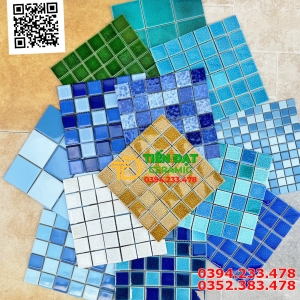 Mosaic Hồ Bơi 30x30 Ốp Lát Thác Nước Nhiều Mầu Sắc