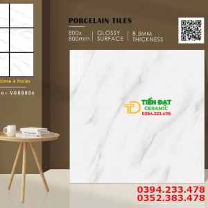 Tổng Đại Lý Gạch Ốp Lát Ấn Độ 80x80 Trắng Vân Kim Cương