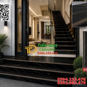 Tổng Kho Gạch Cầu Thang TQ 47X120 Đen Vàng Ánh Kim 