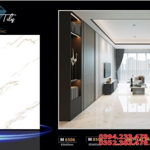 Tổng Gạch Lát Nền 80x80 Trắng vân Vàng
