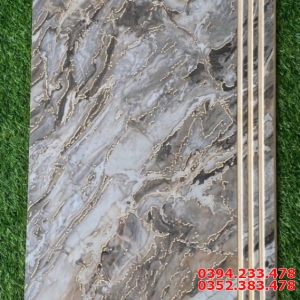 Gạch Ốp Cầu Thang 48x120 Xám Vân Nhũ Vàng