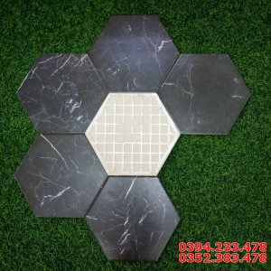 Gạch lục giác đen xám vân đá