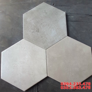 Gạch lục giác đẹp trắng xám mờ xi măng