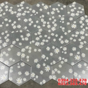Gạch lục giác xám hoa trắng trang trí