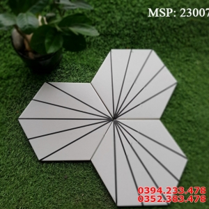 Gạch lục giác màu trắng kẻ sọc tạo hình cánh quạt