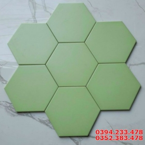 Gach lục giác xanh lá trơn mờ
