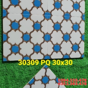 Kho Gạch Trang Trí 30x30 Trắng Ô Xanh