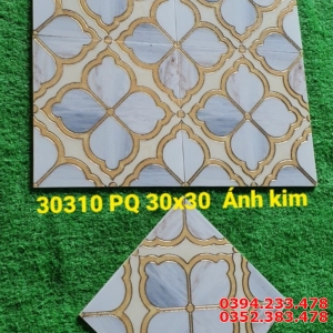 Gạch Ốp Mặt Tiền 30x30 Hoa Văn Nhũ Vàng
