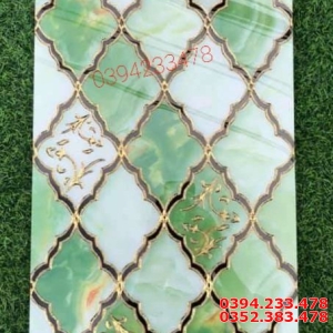 Gạch Cao CẤp 240x60 Xanh Ô Vuông Khắc Kim 