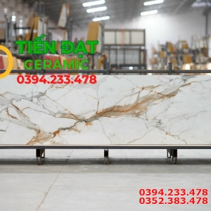 Gạch Bóng Kiếng 80x300 Trắng Vân Vàng Đẹp