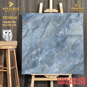 Gạch Ốp Tường 80x80 Vân Xám Giả Đá Khắc Kim