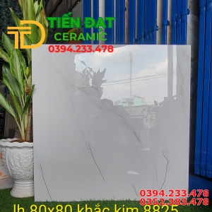 Gạch Lát Nền 80x80 TQ Bóng Kiếng Trắng Nhũ Kim