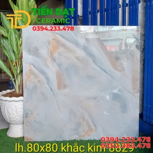 Đá Bóng Kiếng 80x80 Vân Ngọc Thạch Ánh Kim