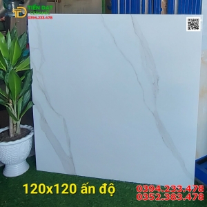 Gạch Bóng Kiếng 120x120 Trắng Vân Lát Nền