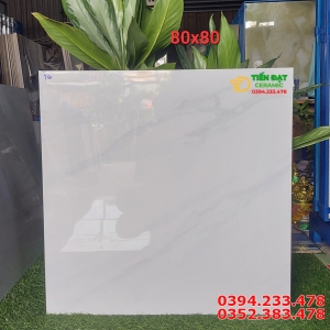 Gạch Ốp Tường 80x80 Trắng Vân Mây Bóng Kiếng
