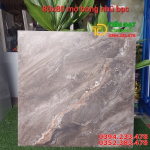 Gạch Lát Nền 80x80 Nhũ Bạc TQ Vân Nâu Mẫu Mới