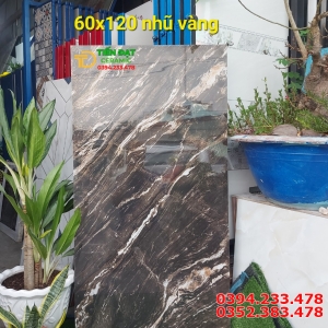 Gạch Ốp Lát 60x120 Đen Kim Sa Khắc Kim TQ