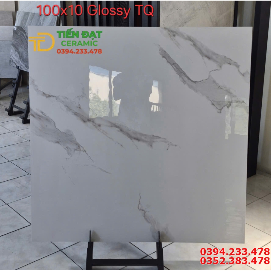Đá Bóng Kiếng Vi Tinh 100x100 Trắng Vân Mẫu Mới