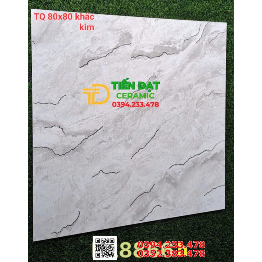 Đá Cao Cấp TQ 80x80 Ốp Lát Vân Xám Khắc Kim TQ