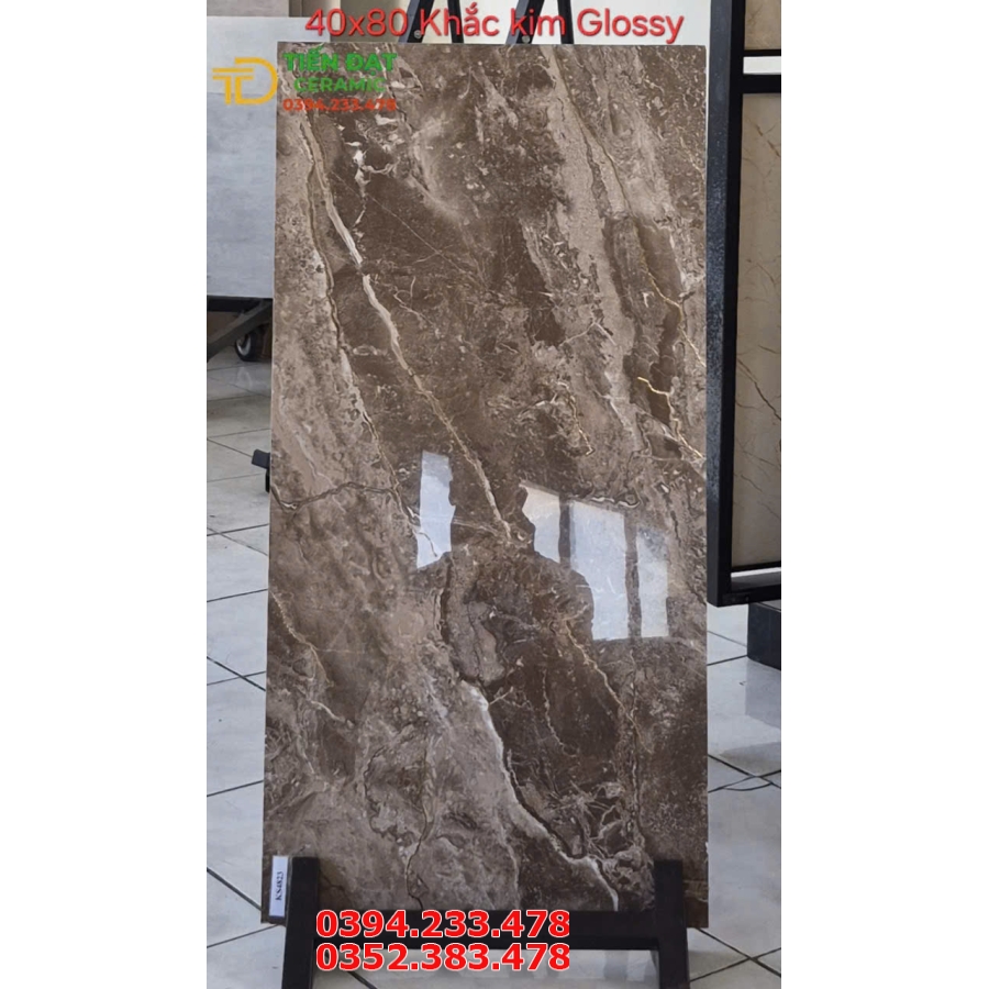 Đá Granite 40x80 Vân Nâu Ốp Tường Ánh Kim Cao Cấp