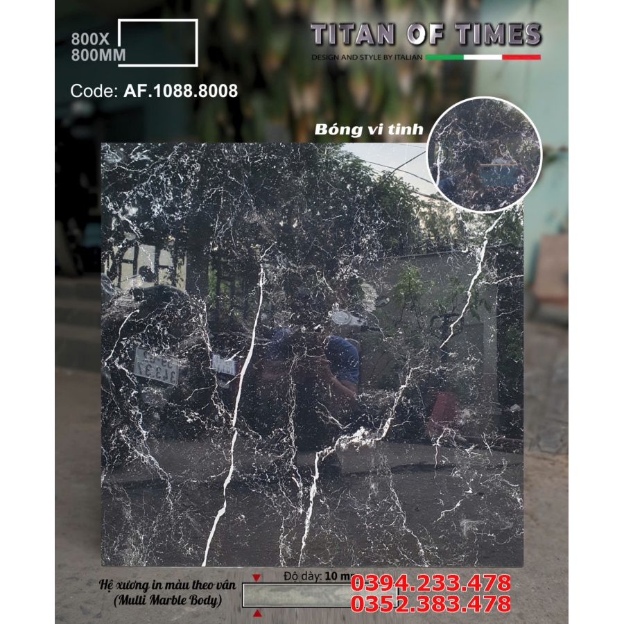 Đá Kim Cương Ốp Mặt Tiền 80x80 Apodio Trắng Vân Đen 