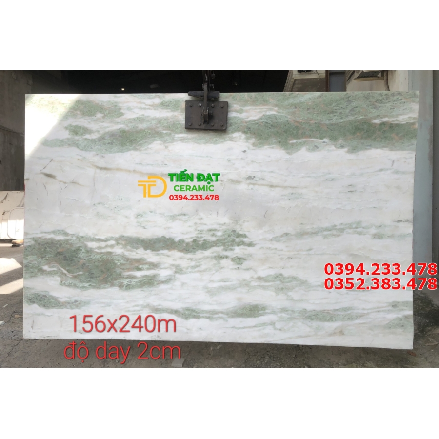 Đá Marble Khổ To 156x240 Vân Trắng Xanh Cao Cấp 