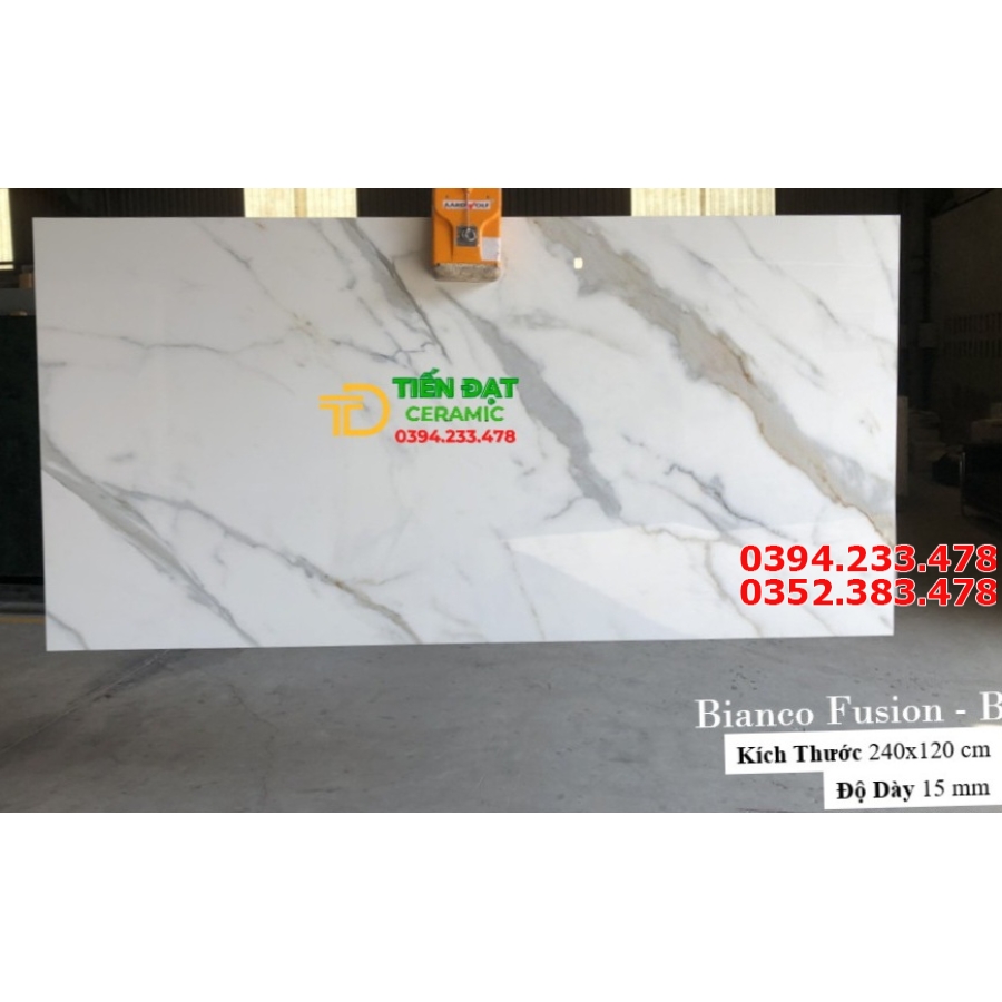 Đá Marble Lát Nền 120x240 Khổ Lớn Cao Cấp Trắng Vân Vàng
