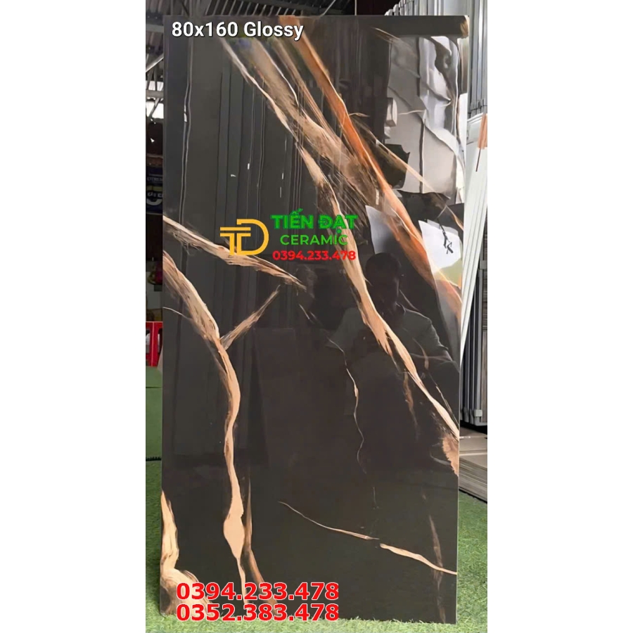 Đá Nhập Khẩu 80x160 Ốp Mặt Tiền Đen Vàng Mẫu Mới