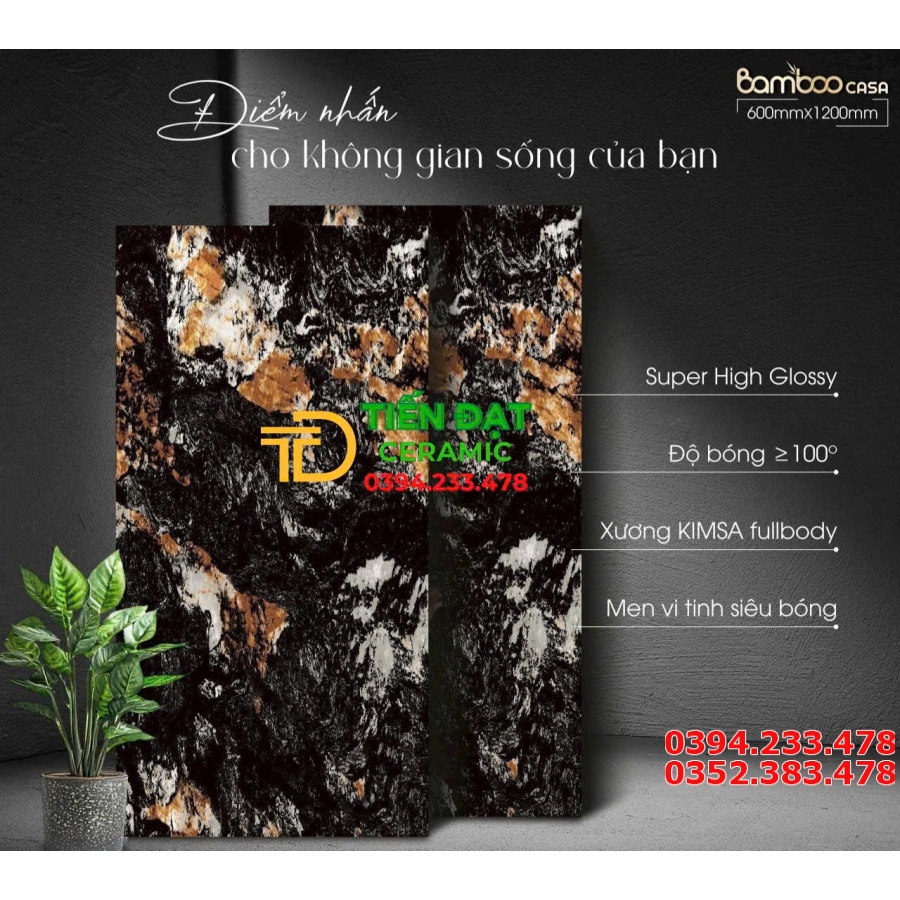 Đá Siêu Bóng Vi Tinh 60x120 Ốp Mặt Tiền Hoa Văn Đẹp