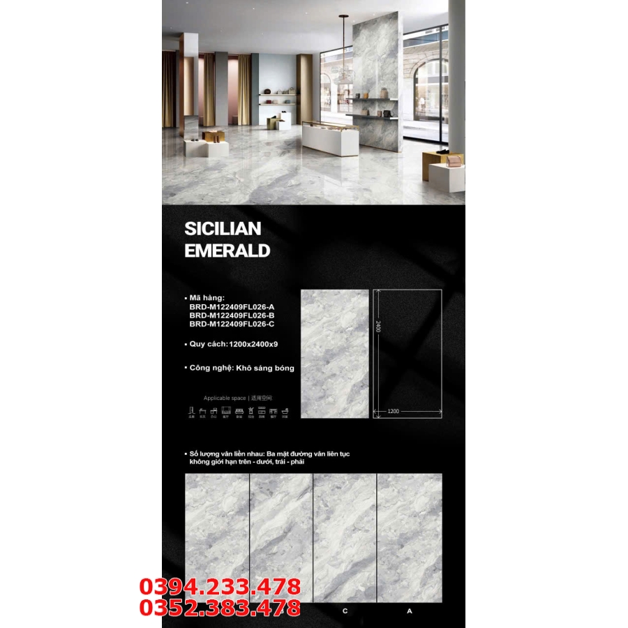 Gạch Bản To Ốp Lát 120x240 Vân Giả Đá TQ Mới Đẹp 