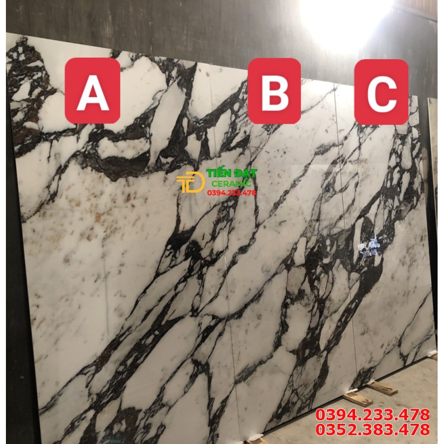 Gạch Bản To Ốp Lát Biệt Thự 120x240 Trắng Vân Đen 